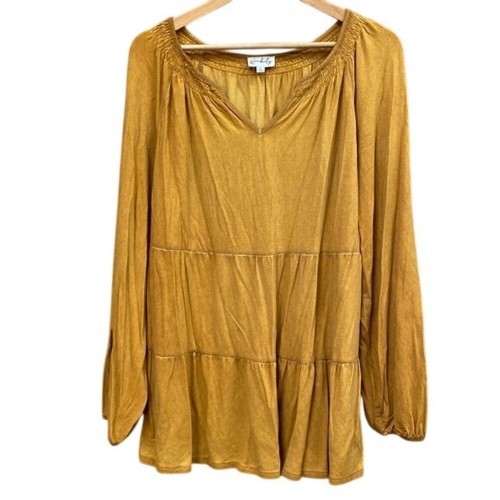 Wonderly Golden Autumn Ice Dyed Tunic Top NWOT Medium
